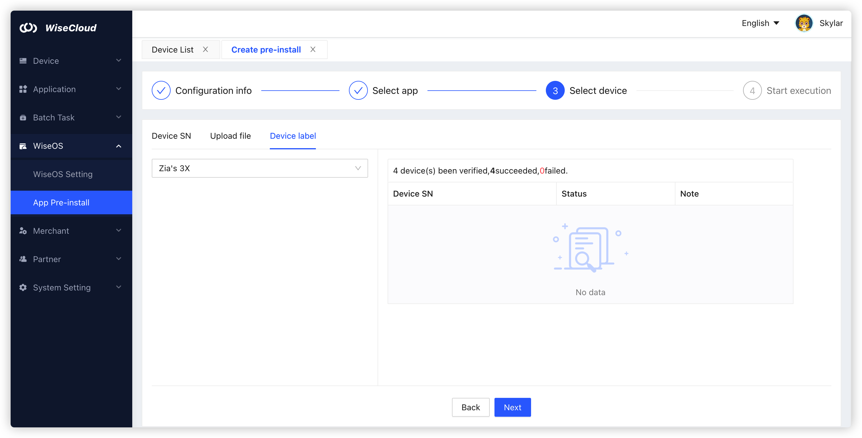 Step 5 The app preinstall configuration pushing task start to execute.